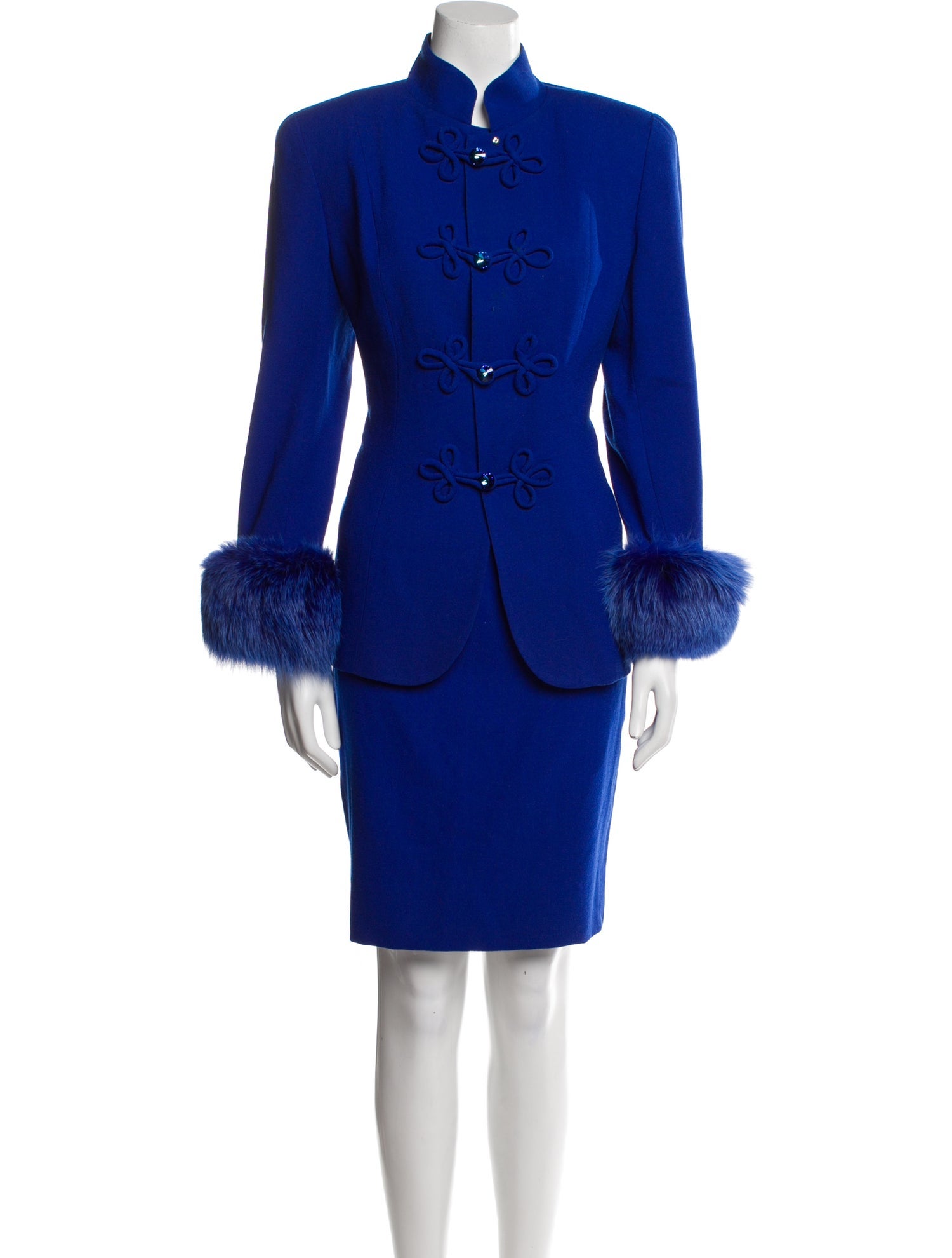 LILLIE RUBIN Wool Crystal Embellishments Skirt Suit