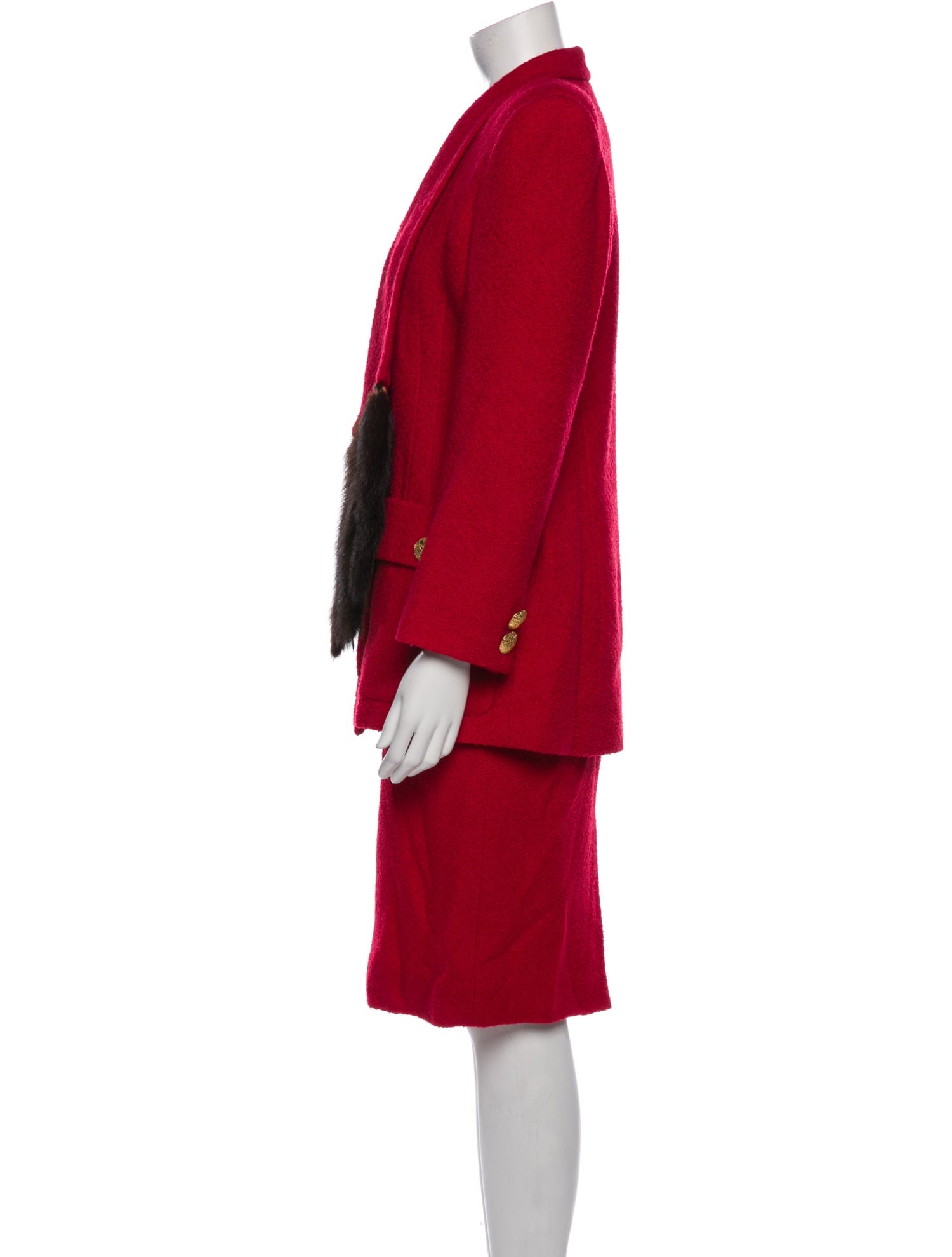 LILLIE RUBIN Wool Pleated Accents Skirt Suit