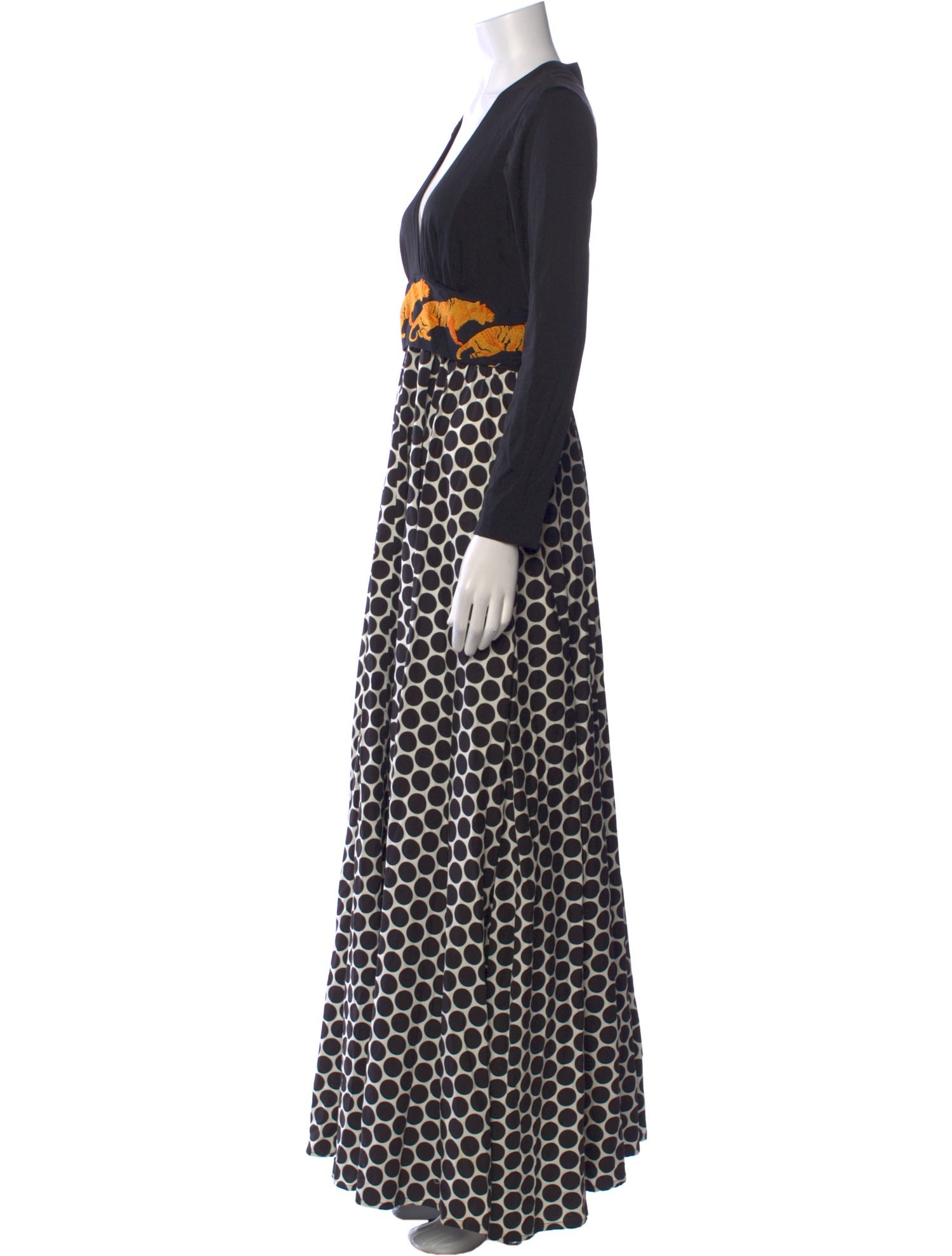 LILLIE RUBIN Polka Dot Print Long Dress