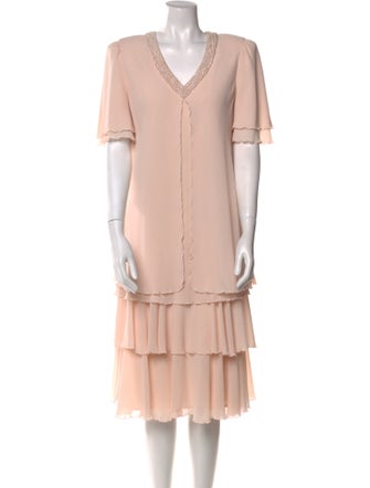 LILLIE RUBIN V-Neck Midi Length Dress