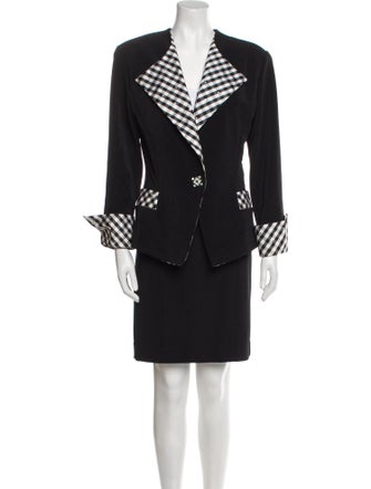 LILLIE RUBIN Plaid Print Crystal Embellishments Skirt Set