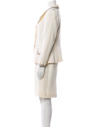 LILLIE RUBIN Wool Whipstitch Trim Skirt Suit