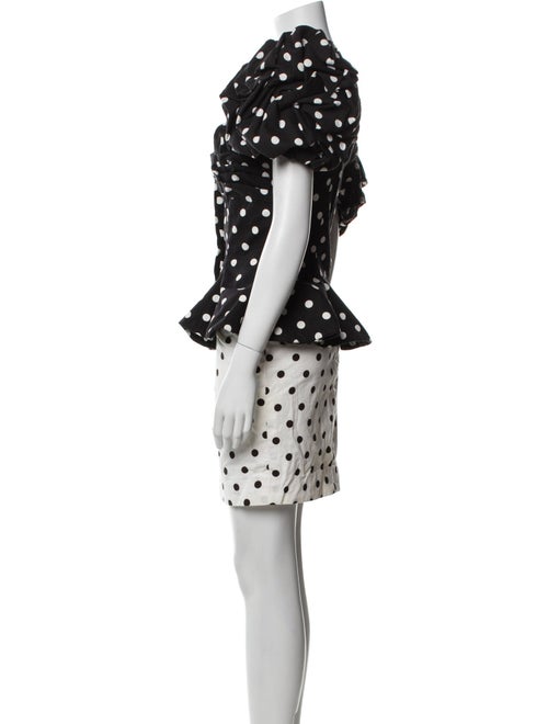 LILLIE RUBIN Linen Polka Dot Print Skirt Set