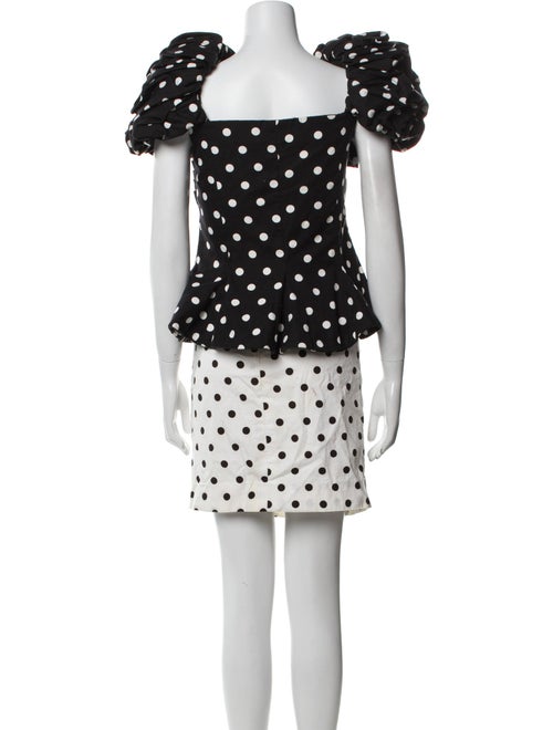 LILLIE RUBIN Linen Polka Dot Print Skirt Set