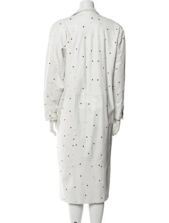 LILLIE RUBIN Leather Polka Dot Print Trench Coat