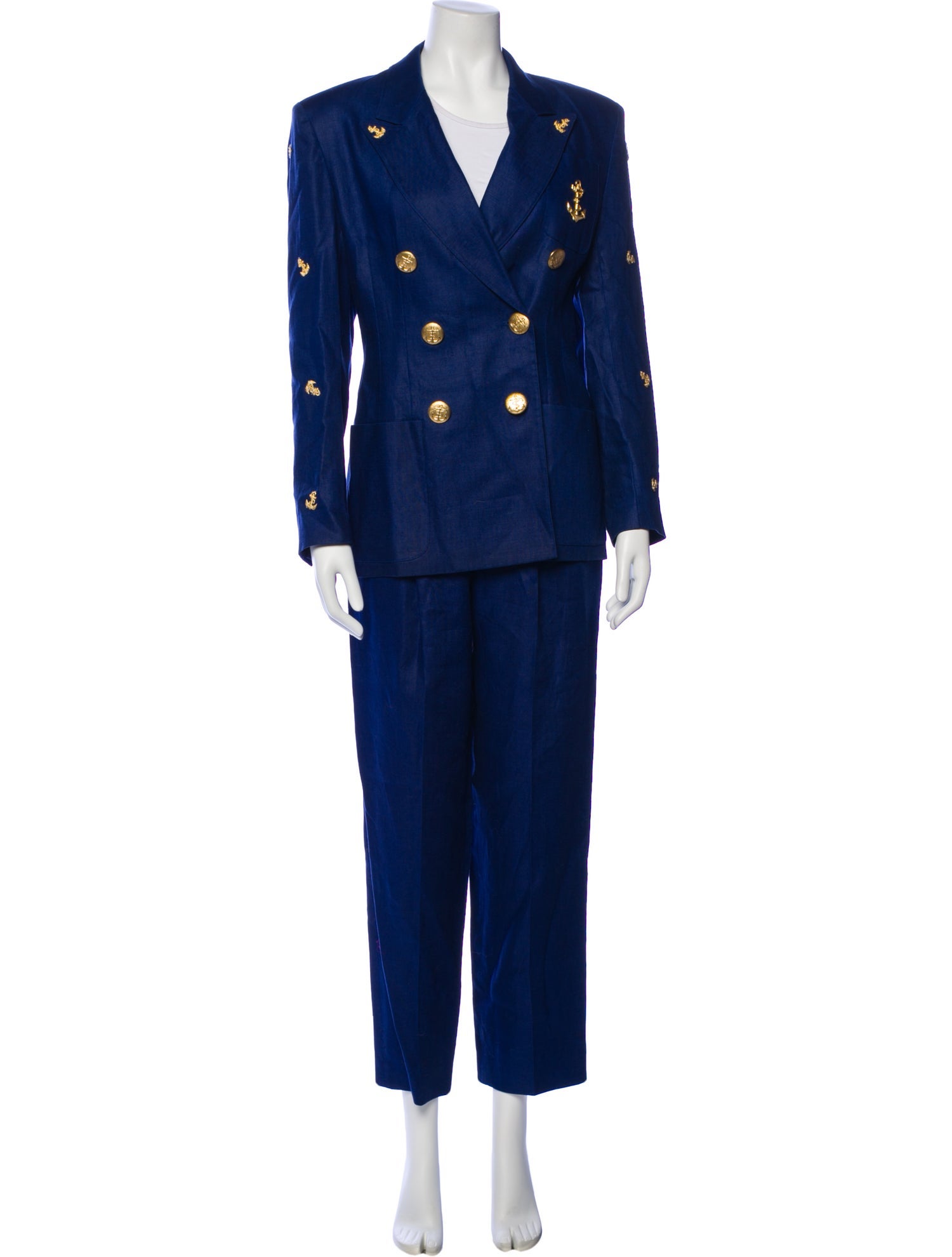 LILLIE RUBIN Linen Embroidered Accent Pantsuit
