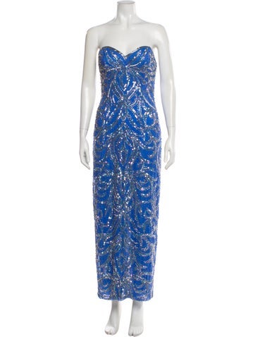 Pre-owned Lillie Rubin Silk Long Dress In Blue