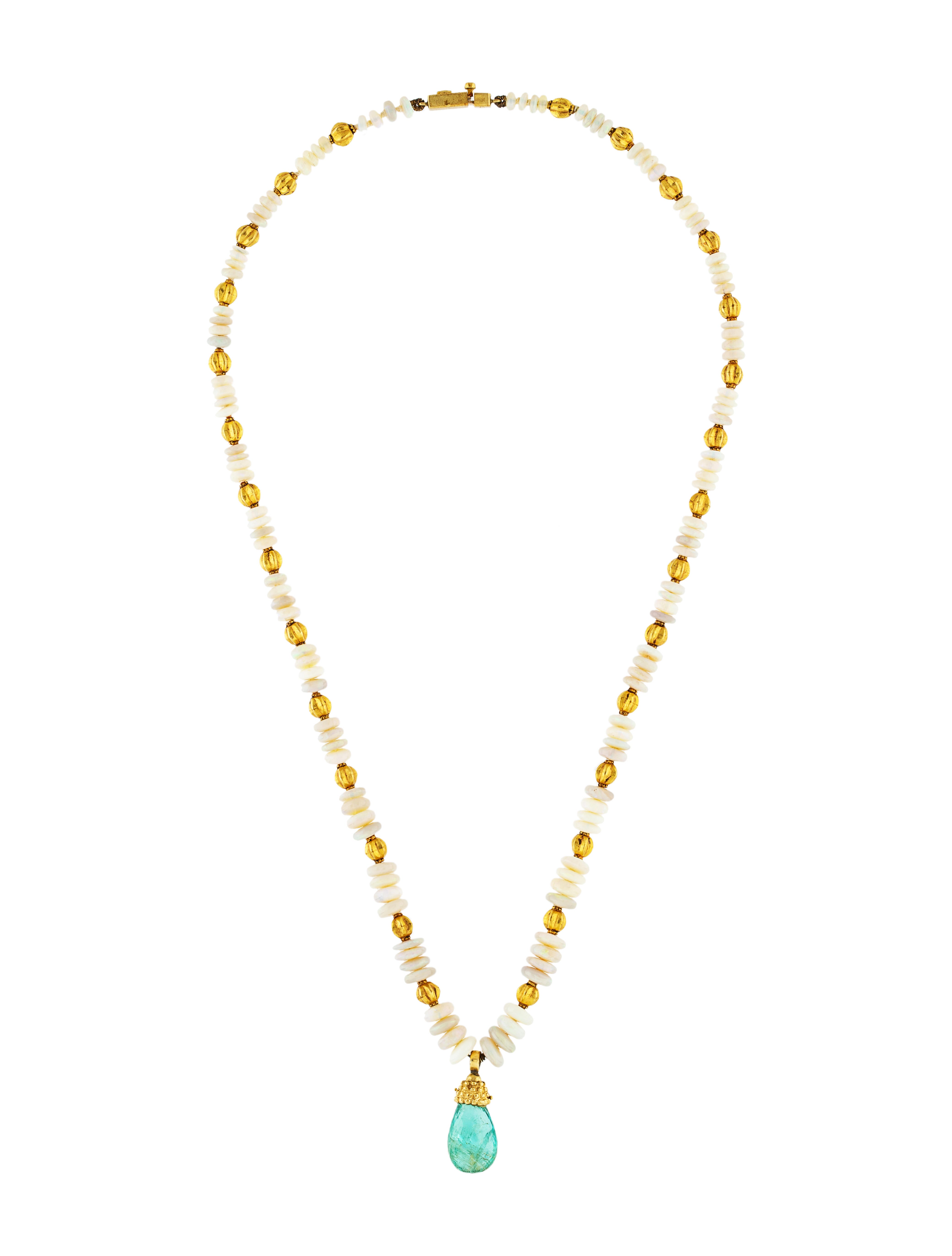 Loree Rodkin 18K Opal & Tourmaline Bead Strand Necklace