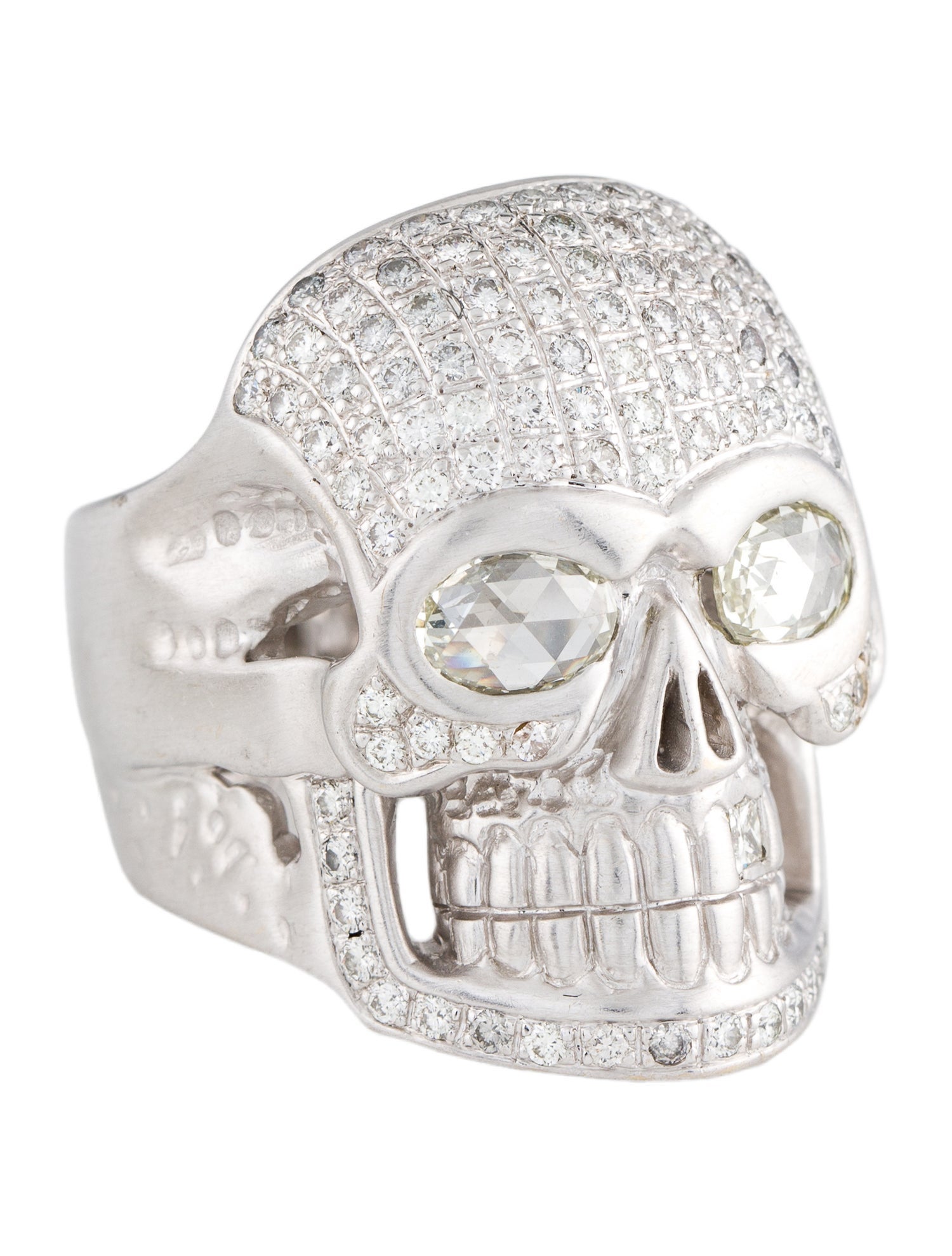 Loree Rodkin 18K 1.61ctw Diamond Giant Skull Head Ring