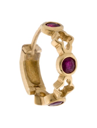 Loree Rodkin 18K Ruby Cross Huggie Earring