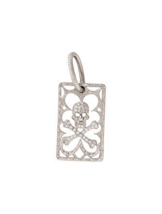 Loree Rodkin 18K Diamond Skull & Crossbone Rectangle Pendant