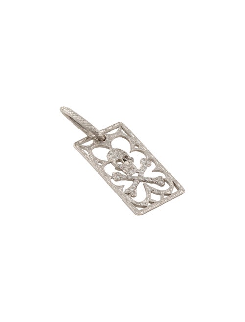Loree Rodkin 18K Diamond Skull & Crossbone Rectangle Pendant