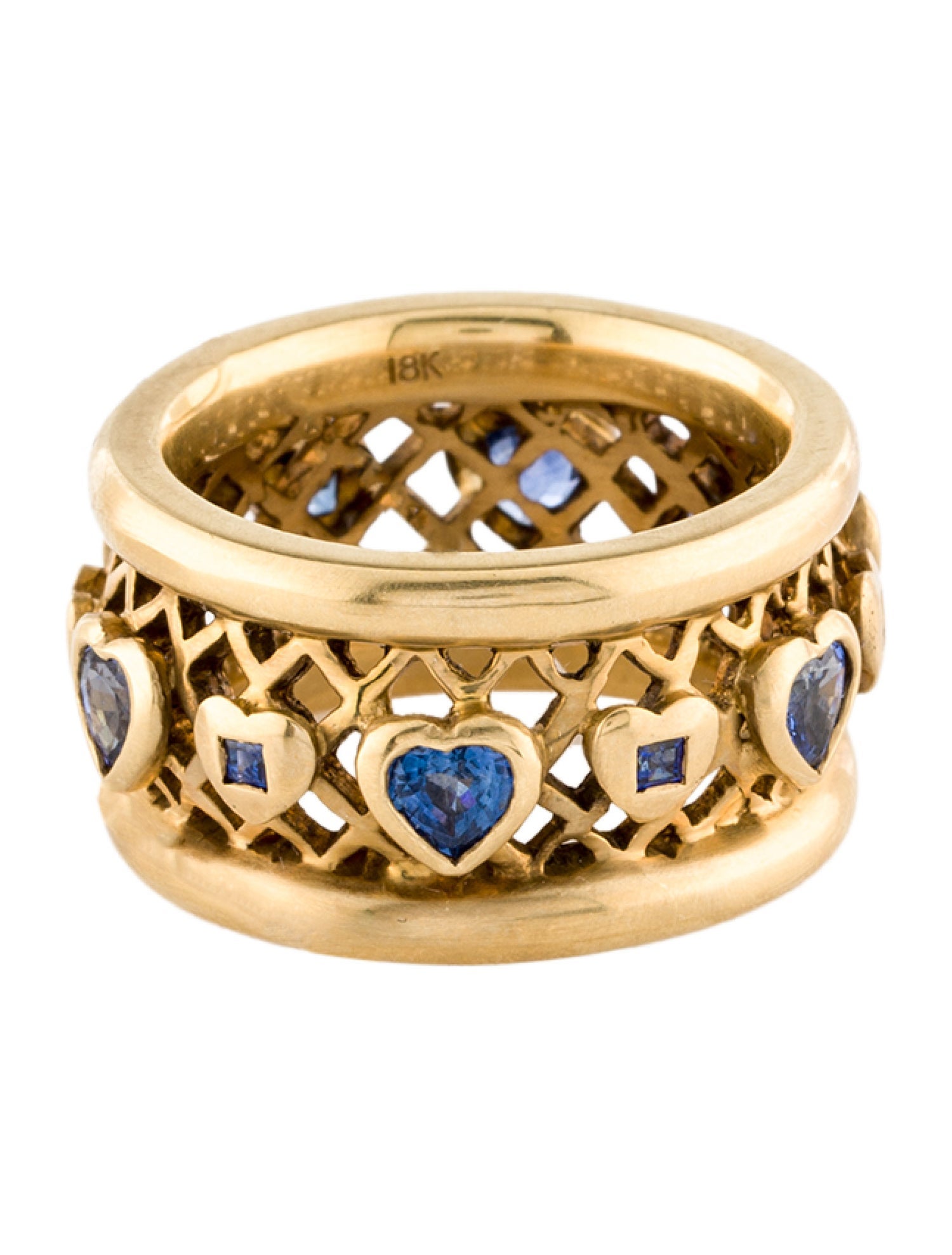 Loree Rodkin 18K 2.30ctw Sapphire Heart Lattice Band