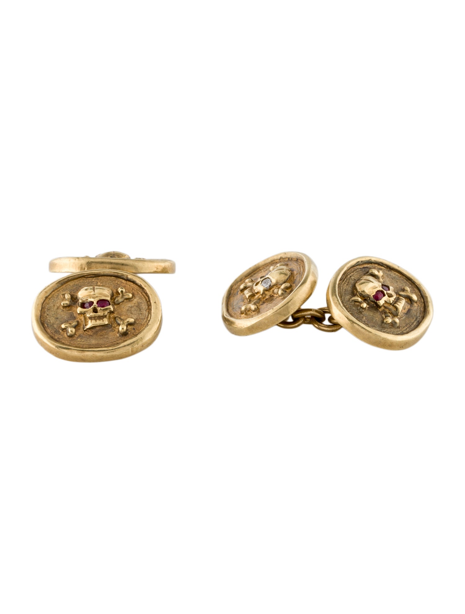 Loree Rodkin 18K Ruby & Diamond Skull Cufflinks