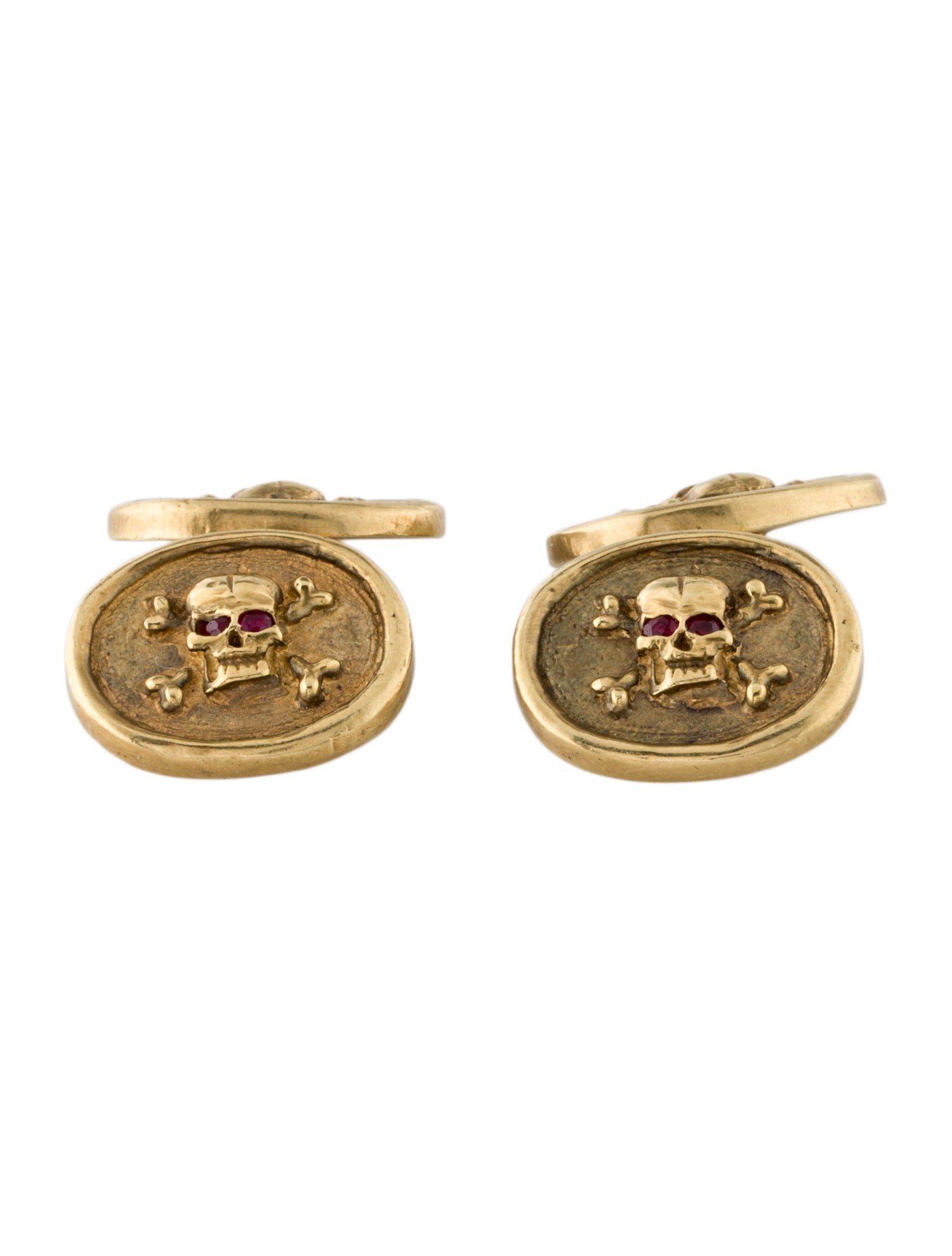 Loree Rodkin 18K Ruby & Diamond Skull Cufflinks