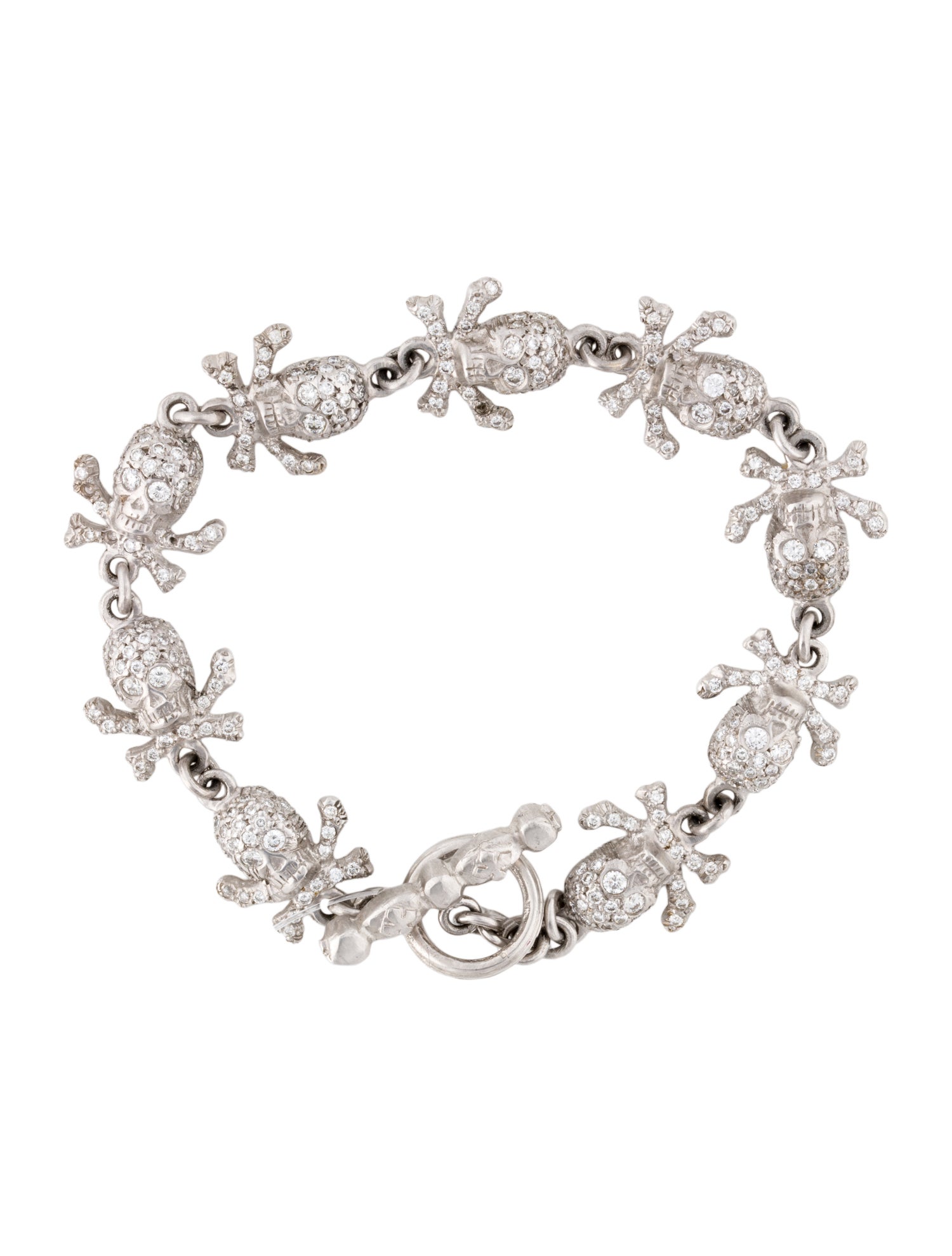 Loree Rodkin 18K 1.94ctw Diamond Skull Link Bracelet