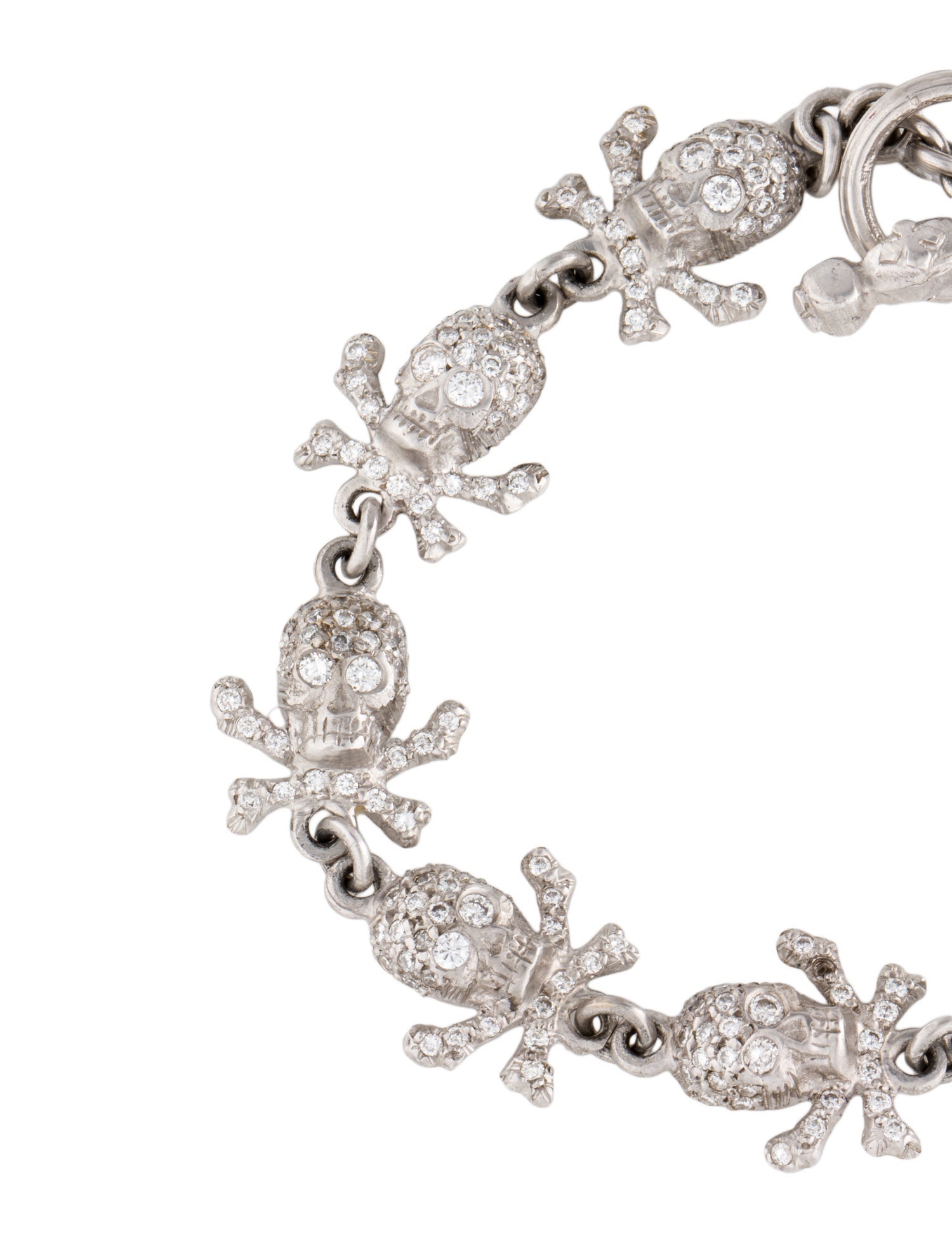Loree Rodkin 18K 1.94ctw Diamond Skull Link Bracelet