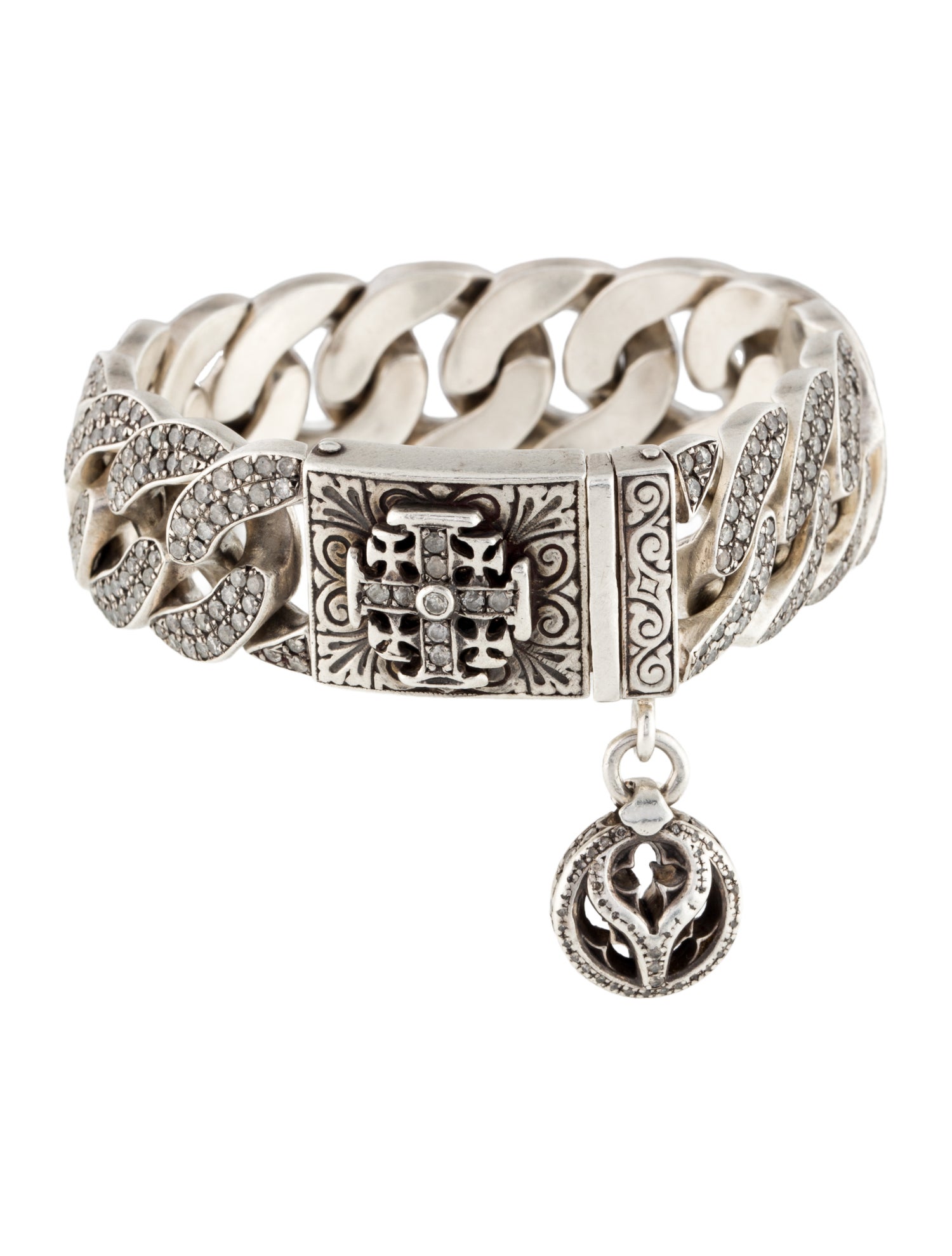 Loree Rodkin 9.20ctw Diamond Maltese Cross Link Bracelet