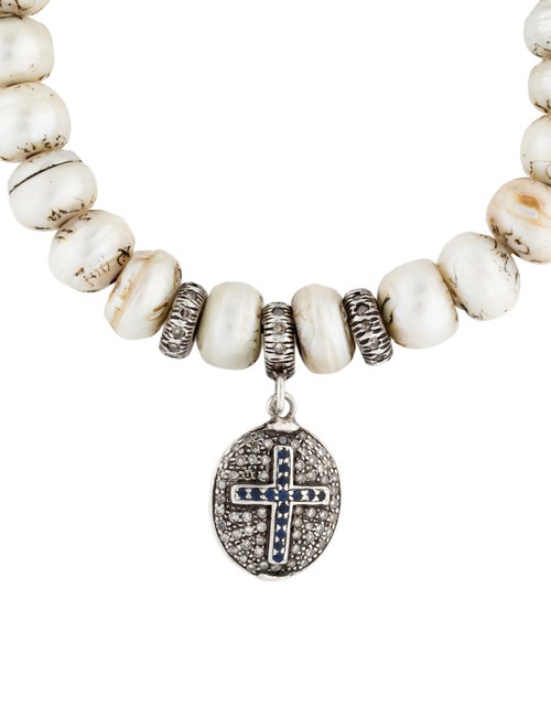 Loree Rodkin Etched Pearl, Diamond & Sapphire Cross Charm Bracelet