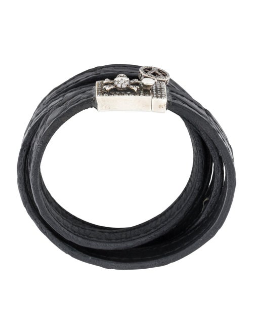 Loree Rodkin Diamond & Alligator Leather Skull Wrap Bracelet