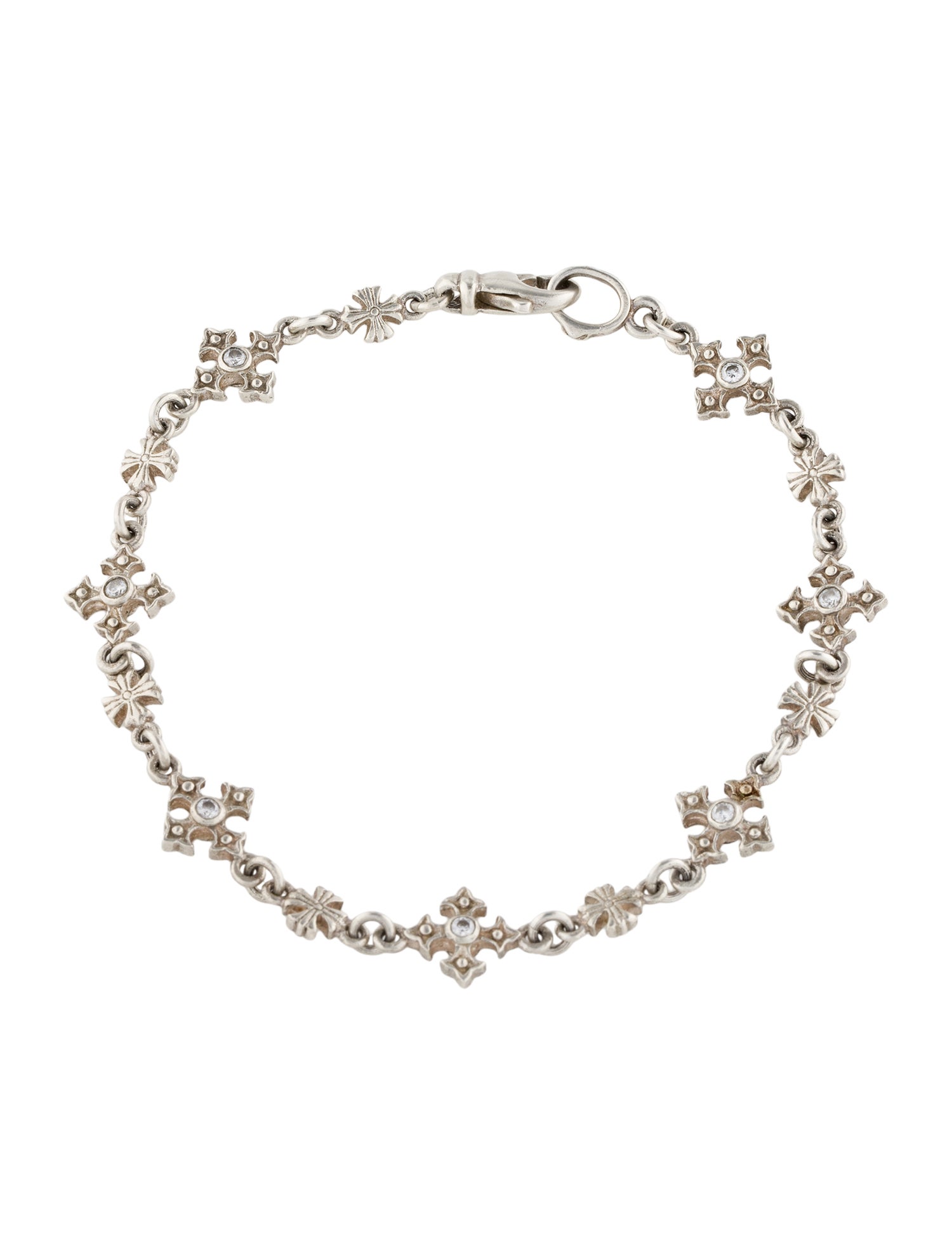 Loree Rodkin Cubic Zirconia Maltese Cross Link Bracelet