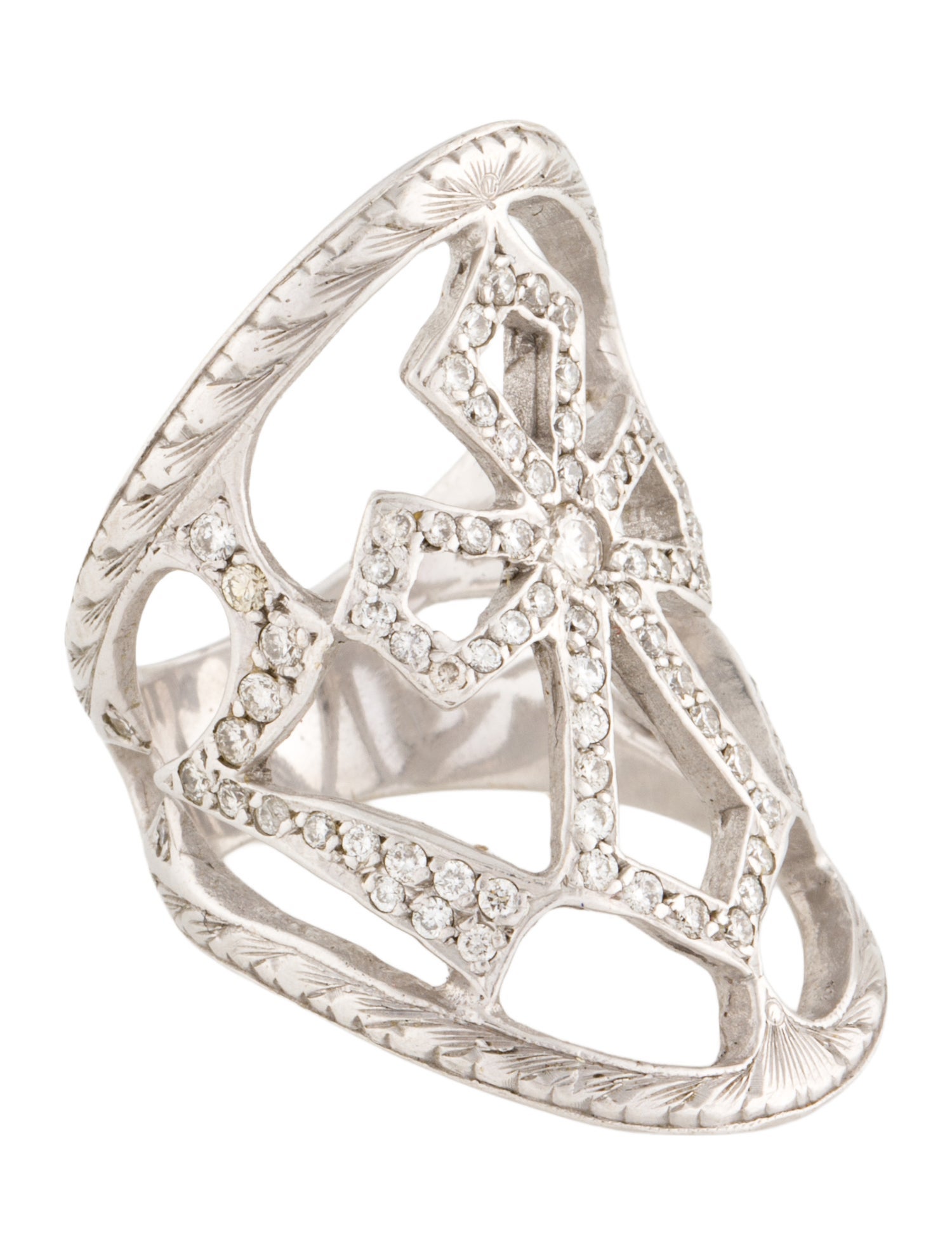 Loree Rodkin 18K Diamond Cross Shield Ring
