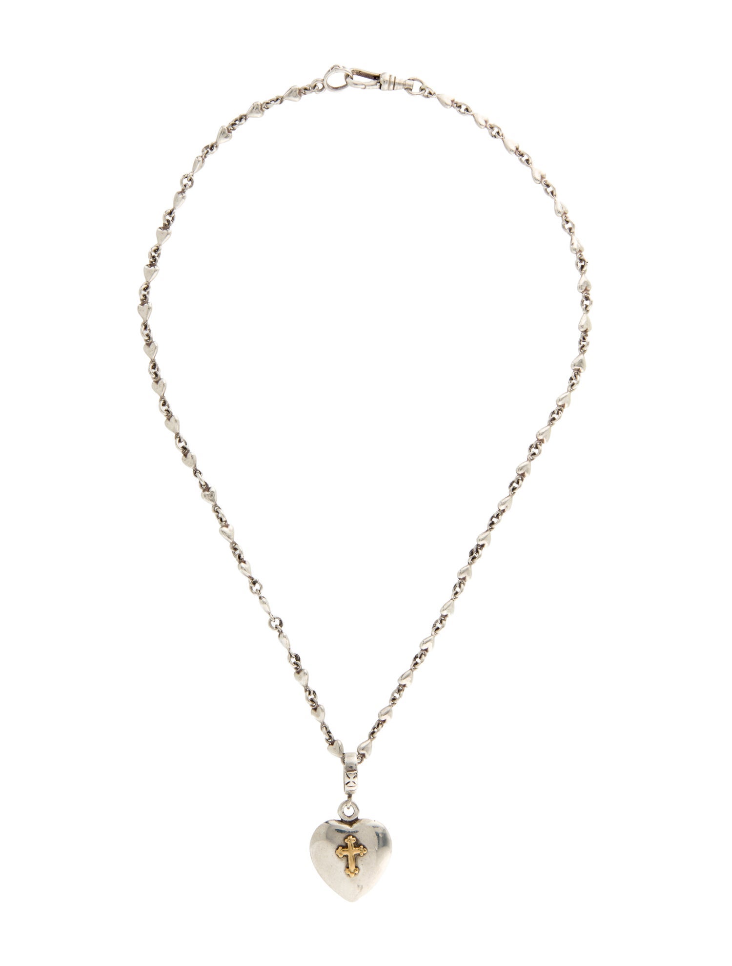 Loree Rodkin Two-Tone Heart & Cross Pendant Necklace