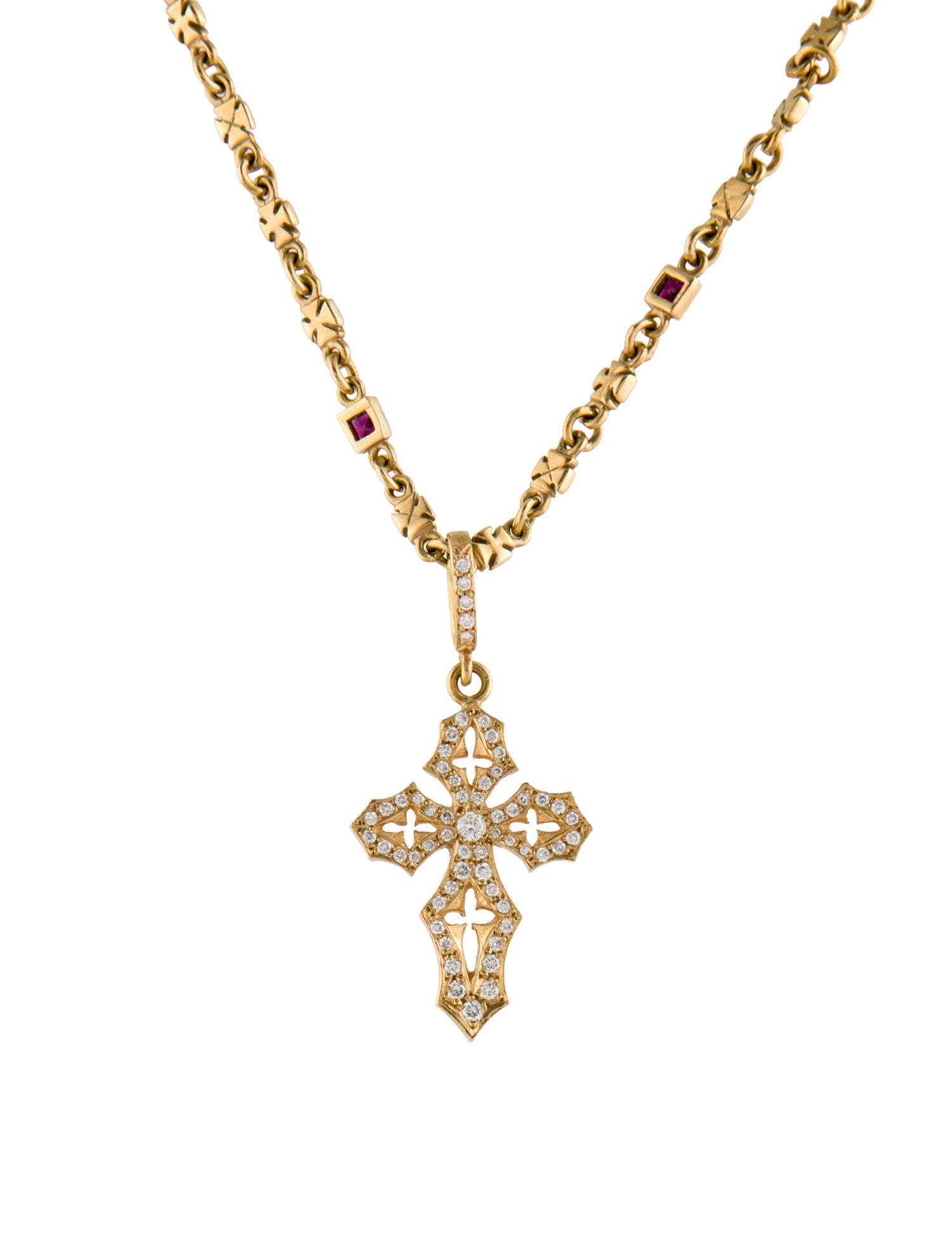 Loree Rodkin 18K Ruby & Diamond Cross Pendant Necklace