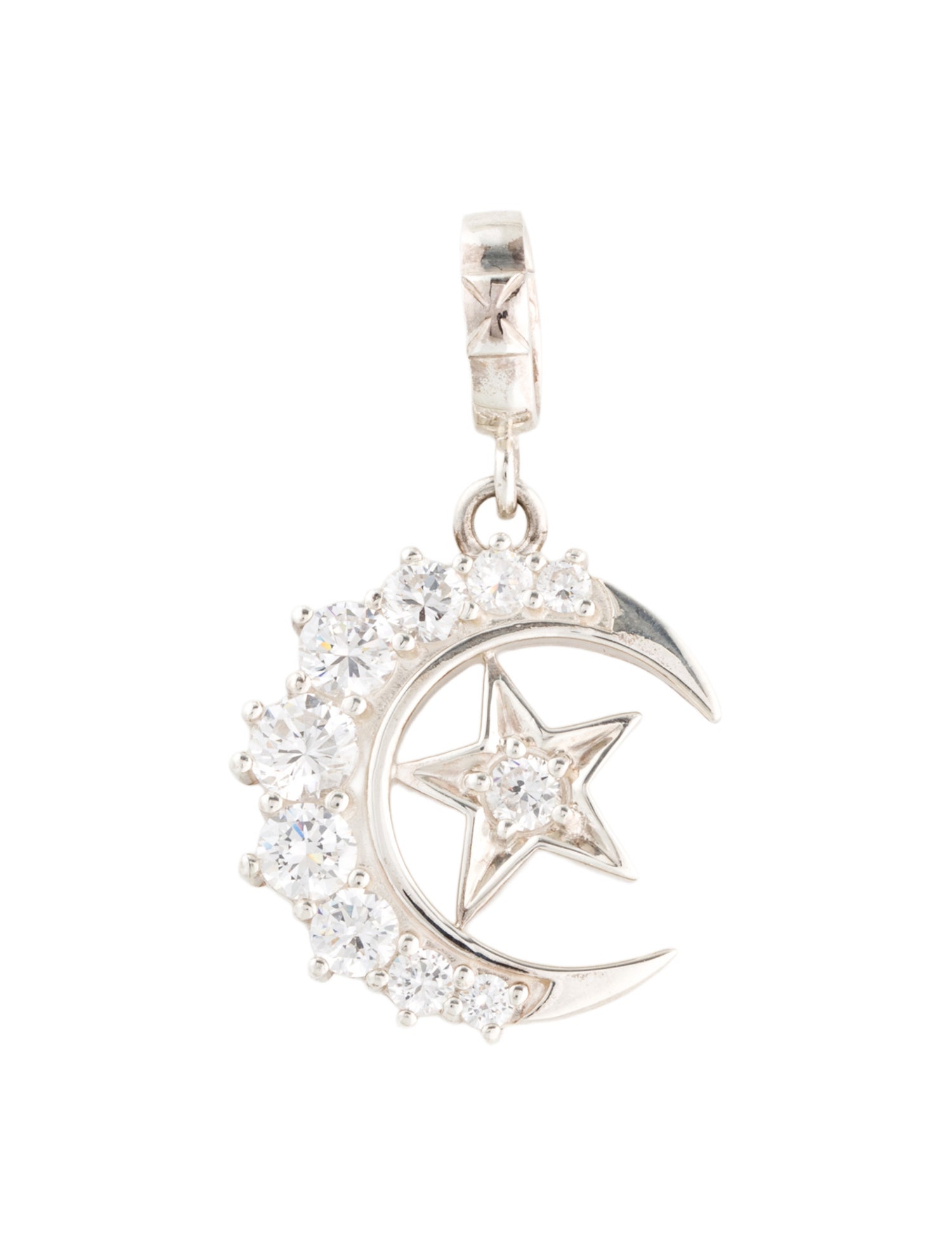 Loree Rodkin Cubic Zirconia Medium Crescent Moon & Star Pendant