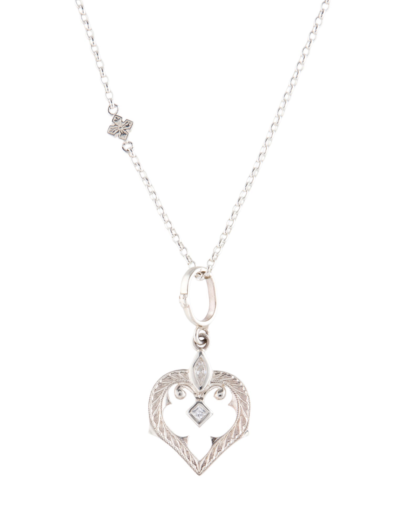 Loree Rodkin Cubic Zirconia FDL Gothic Heart Pendant Necklace