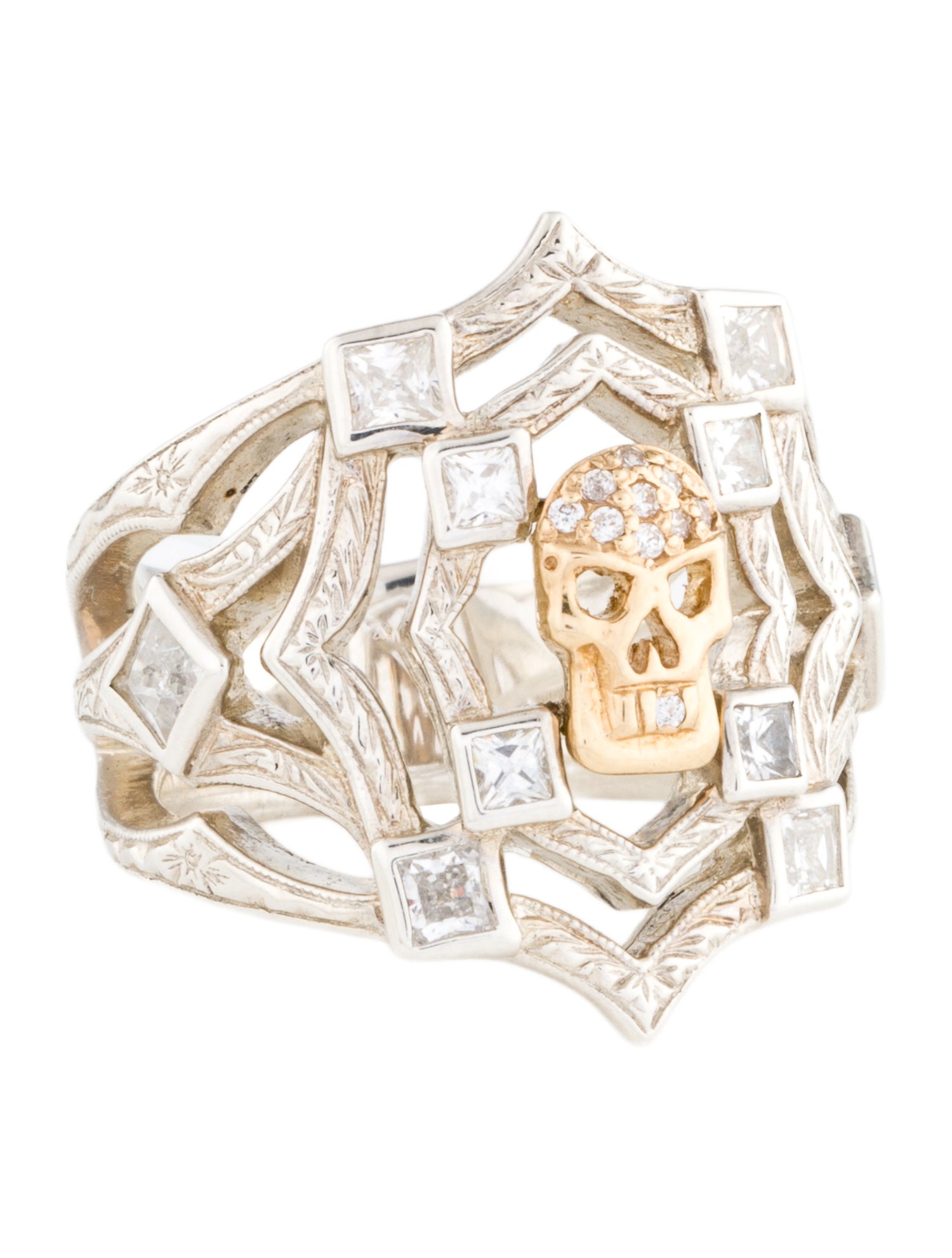 Loree Rodkin Cubic Zirconia Skull Ring