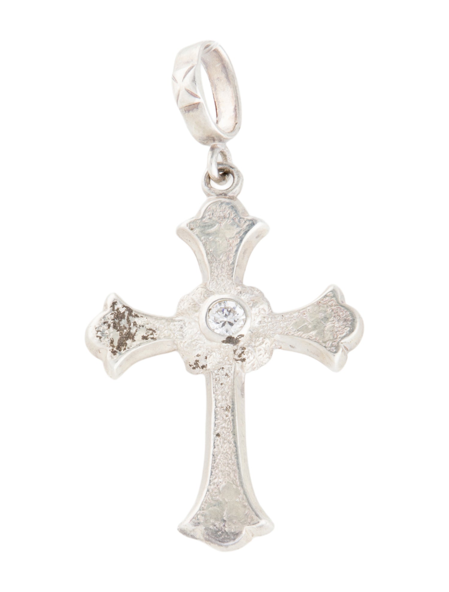 Loree Rodkin Cubic Zirconia Textured Cross Pendant