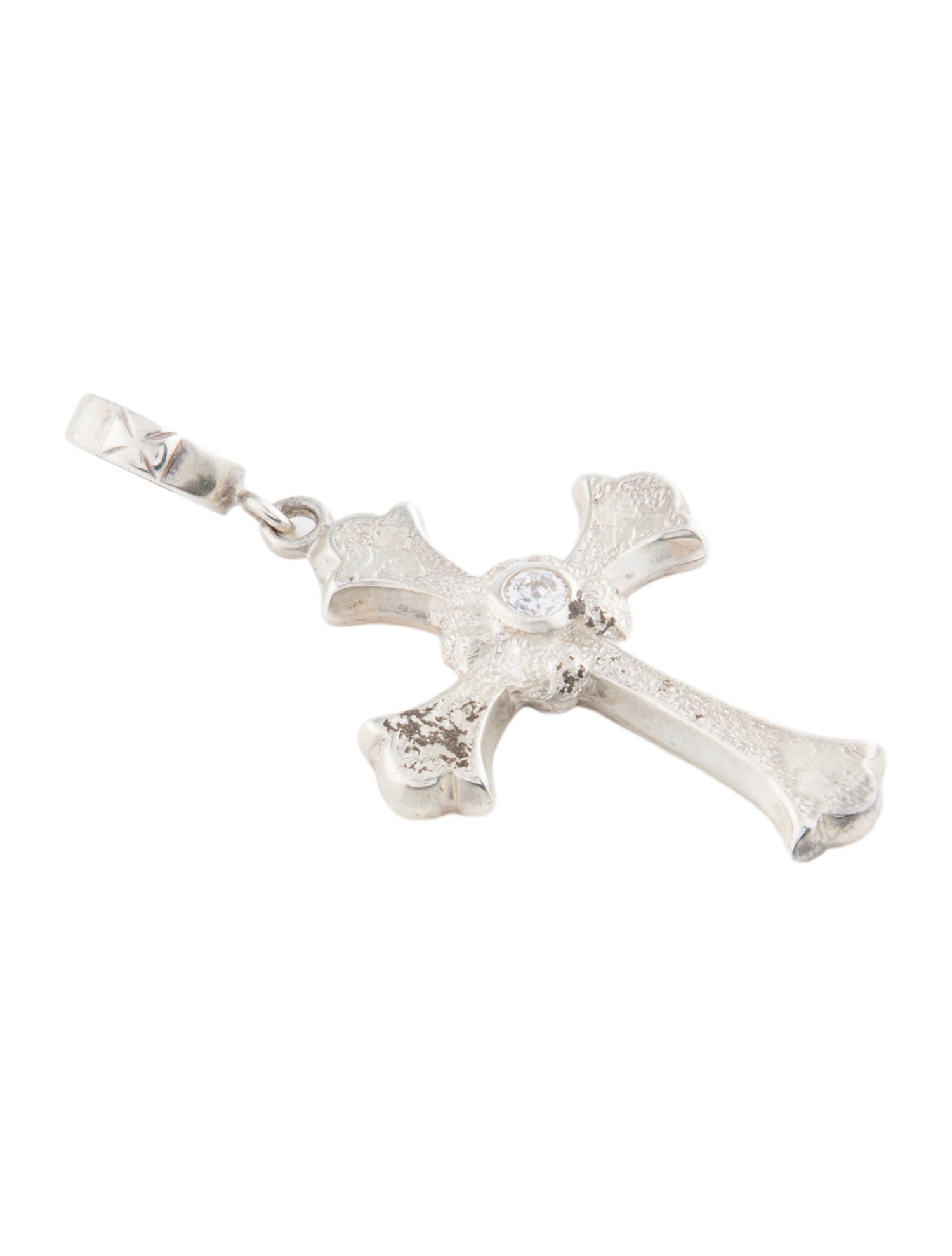 Loree Rodkin Cubic Zirconia Textured Cross Pendant