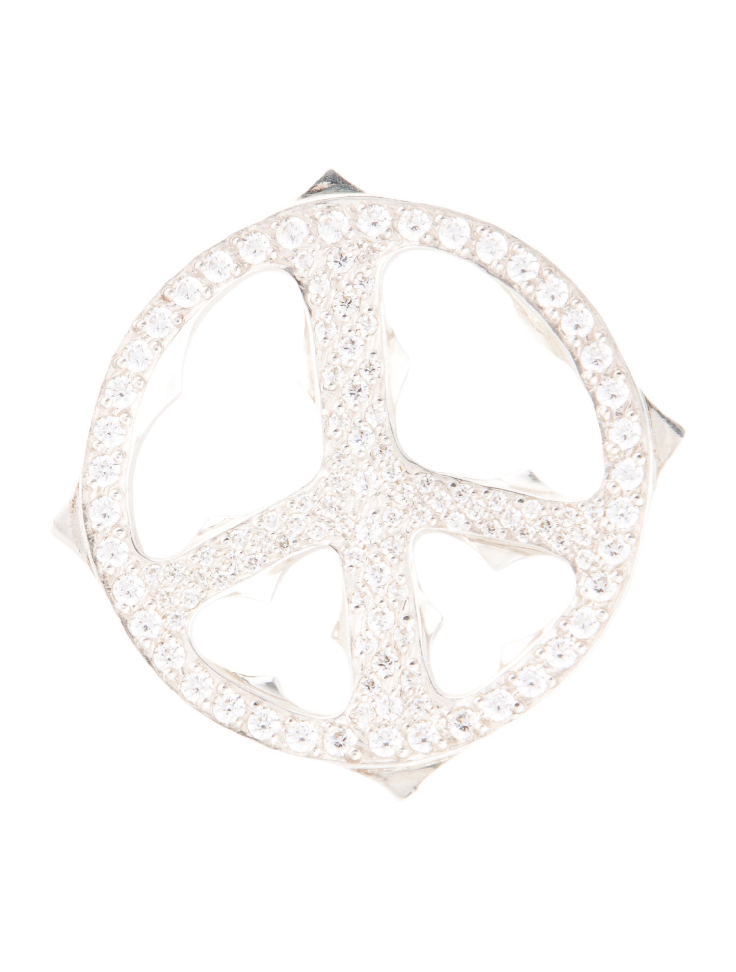 Loree Rodkin Cubic Zirconia Peace Sign Pendant