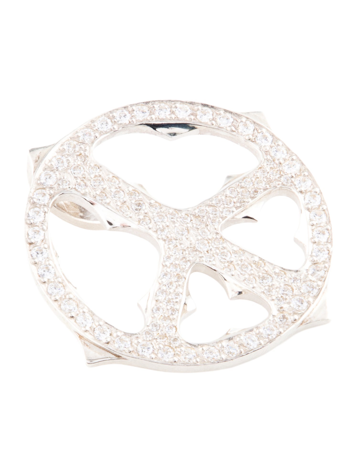 Loree Rodkin Cubic Zirconia Peace Sign Pendant