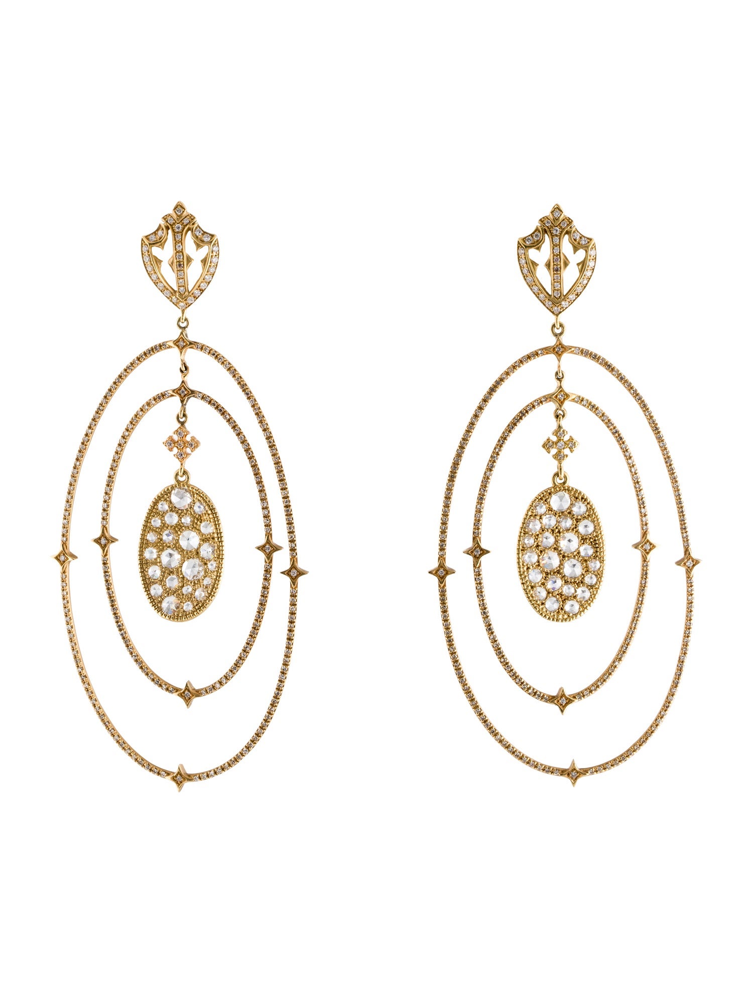 Loree Rodkin 18K Diamond Oval Chandelier Earrings