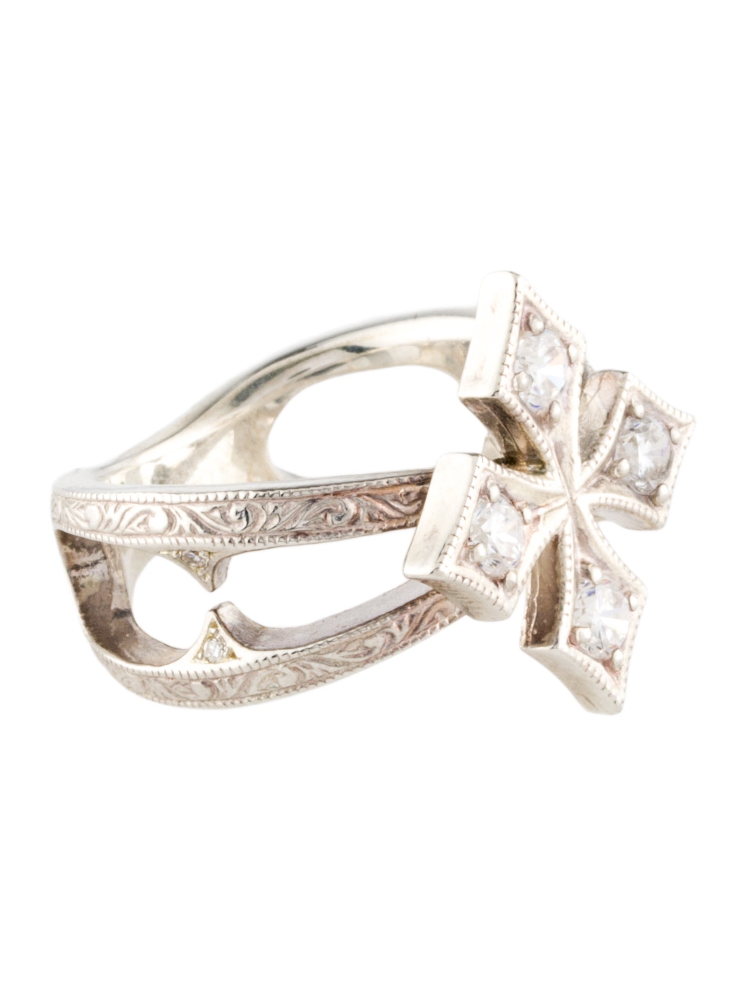 Loree Rodkin Cubic Zirconia Cross Cocktail Ring