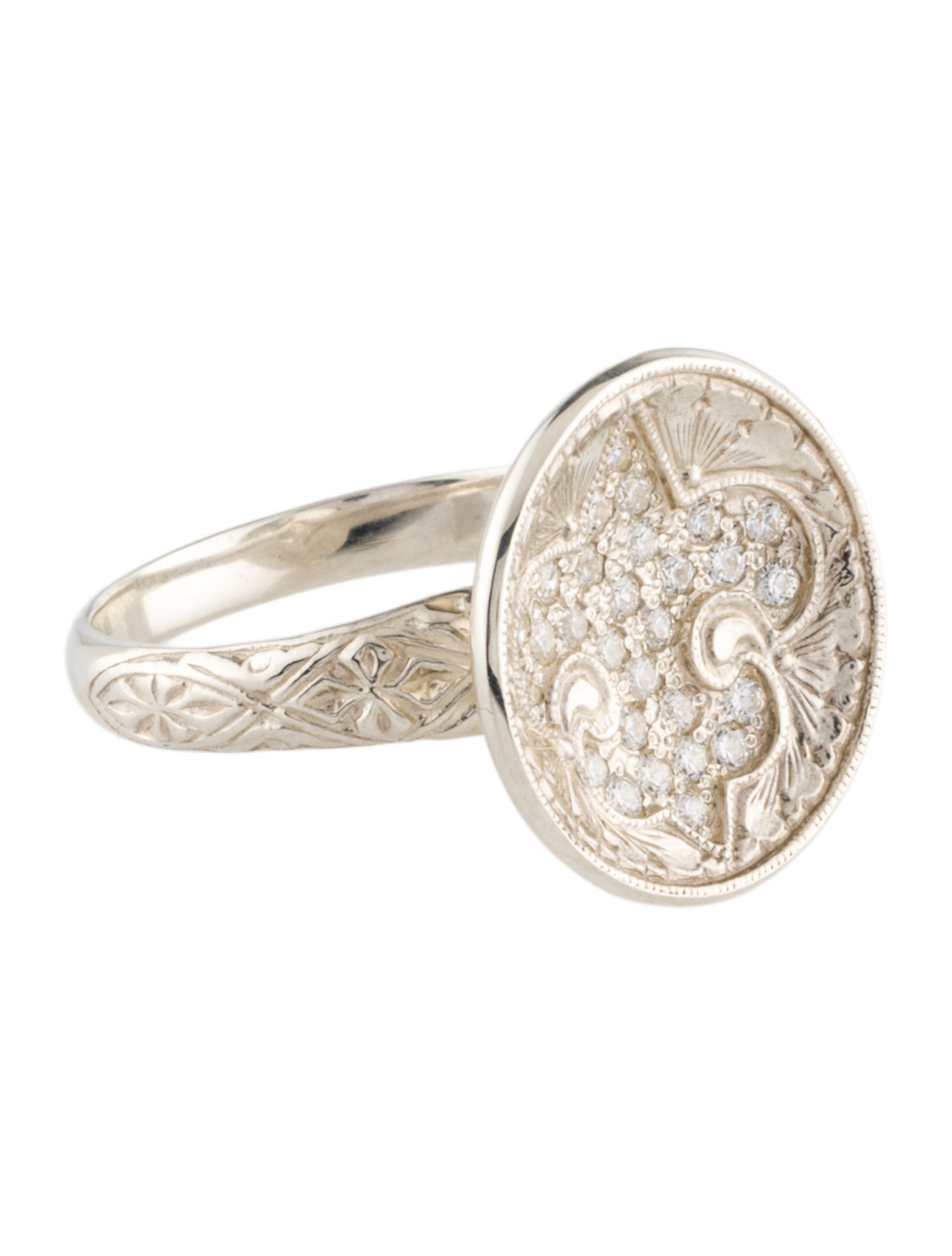 Loree Rodkin Cubic Zirconia Fluer De Lis Cocktail Ring