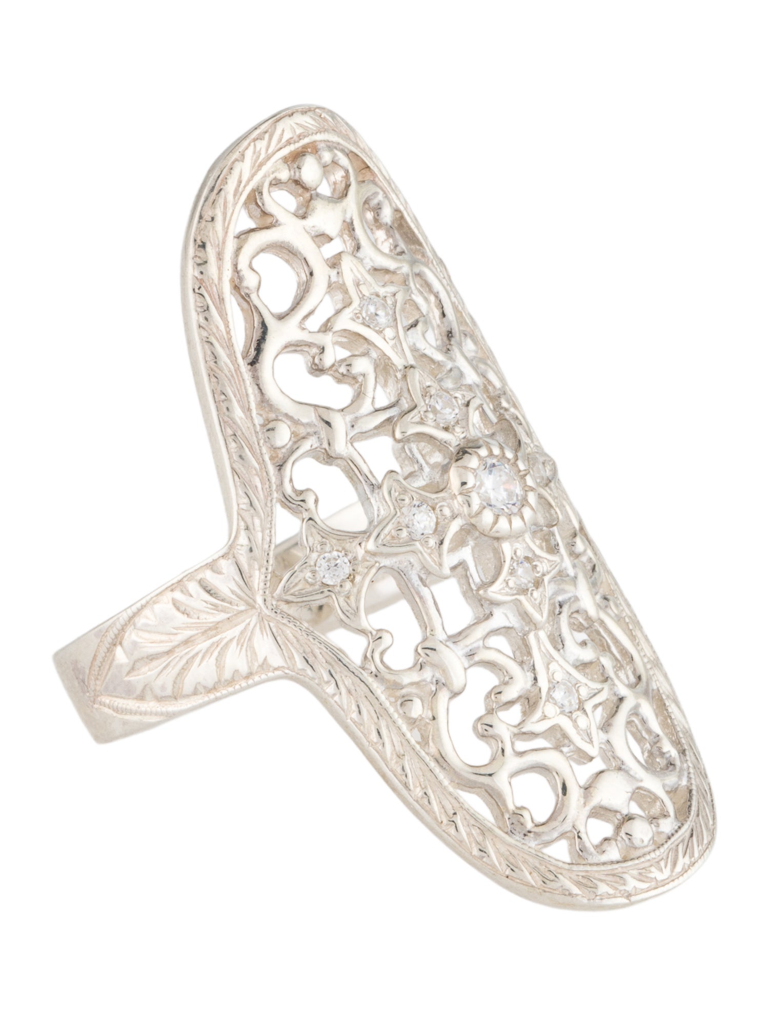 Loree Rodkin Cubic Zirconia Elongated Cocktail Ring
