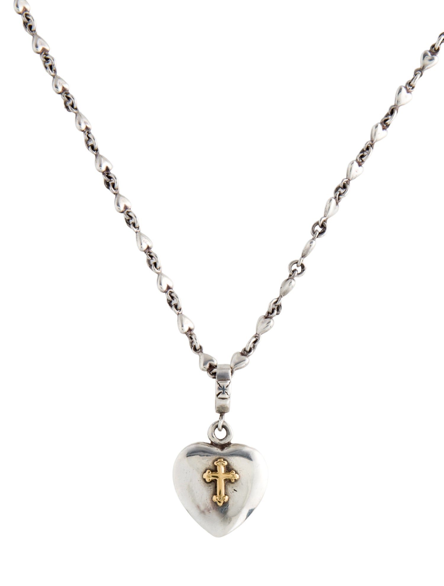 Loree Rodkin Two-Tone Heart & Cross Pendant Necklace