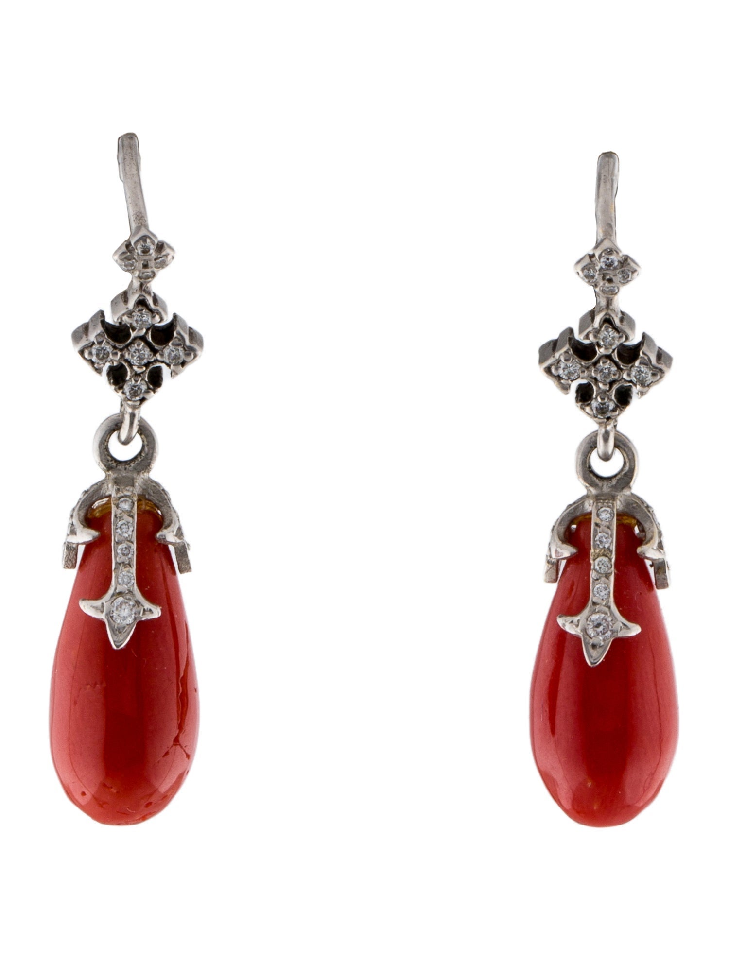 Loree Rodkin 18K Coral & Diamond Drop Earrings