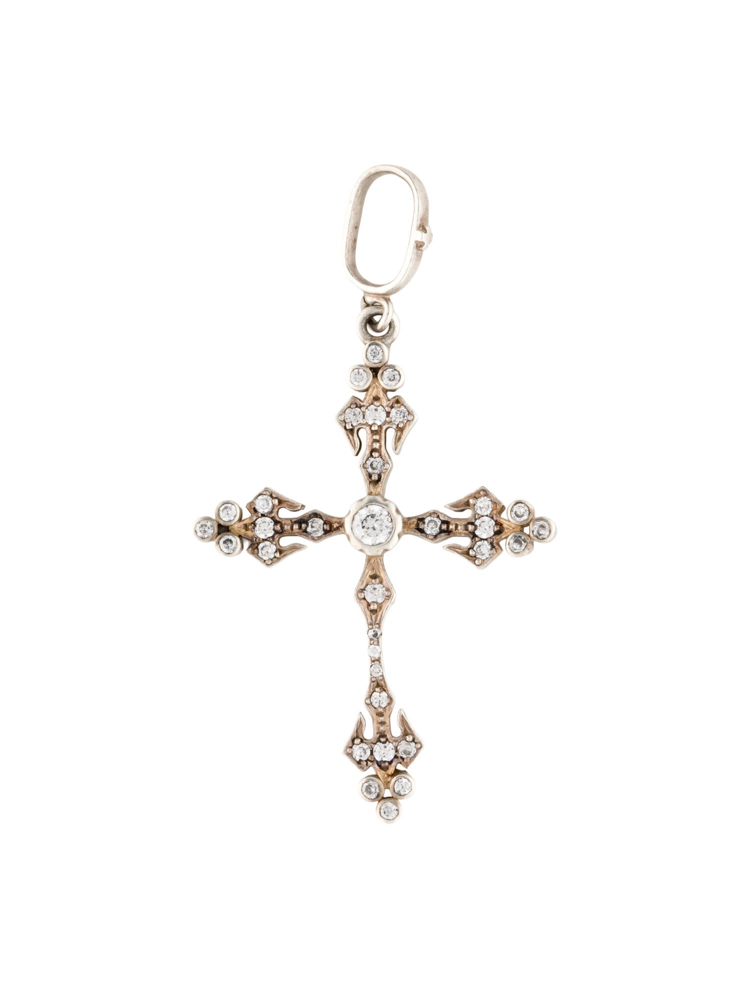 Loree Rodkin Cubic Zirconia Small Angel Cross Pendant