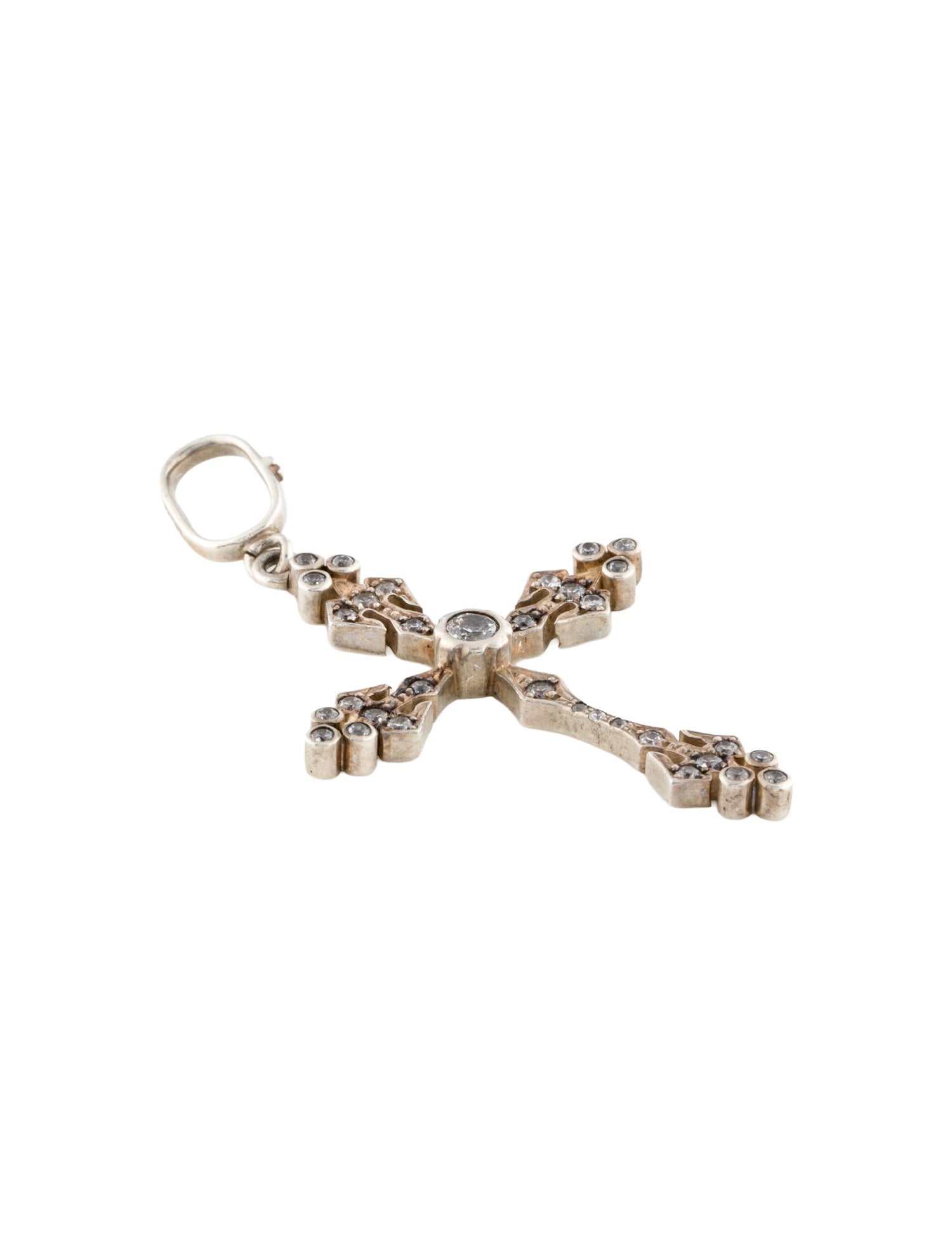 Loree Rodkin Cubic Zirconia Small Angel Cross Pendant