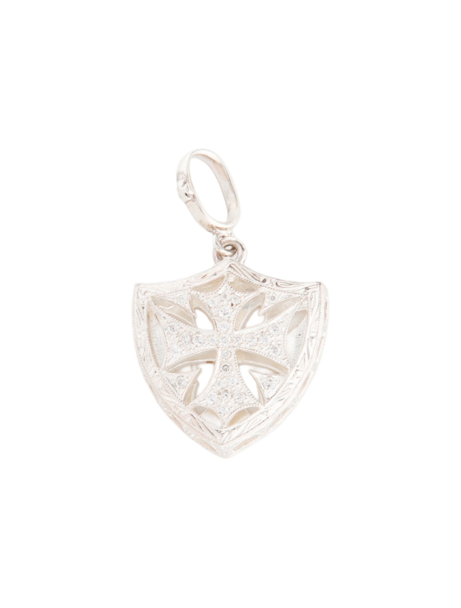 Loree Rodkin Cubic Zirconia Cross Shield Pendant