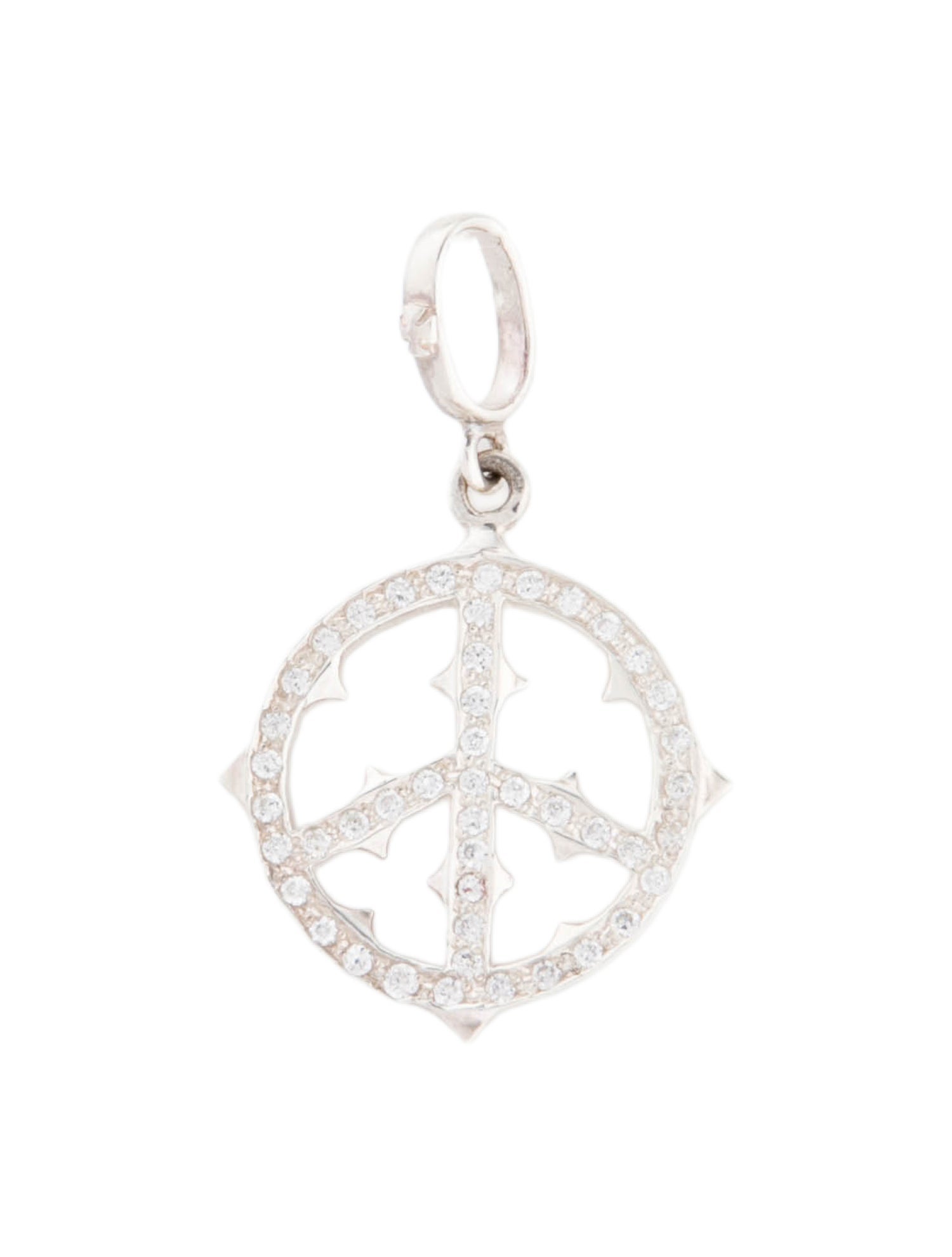 Loree Rodkin Cubic Zirconia Peace Sign Pendant