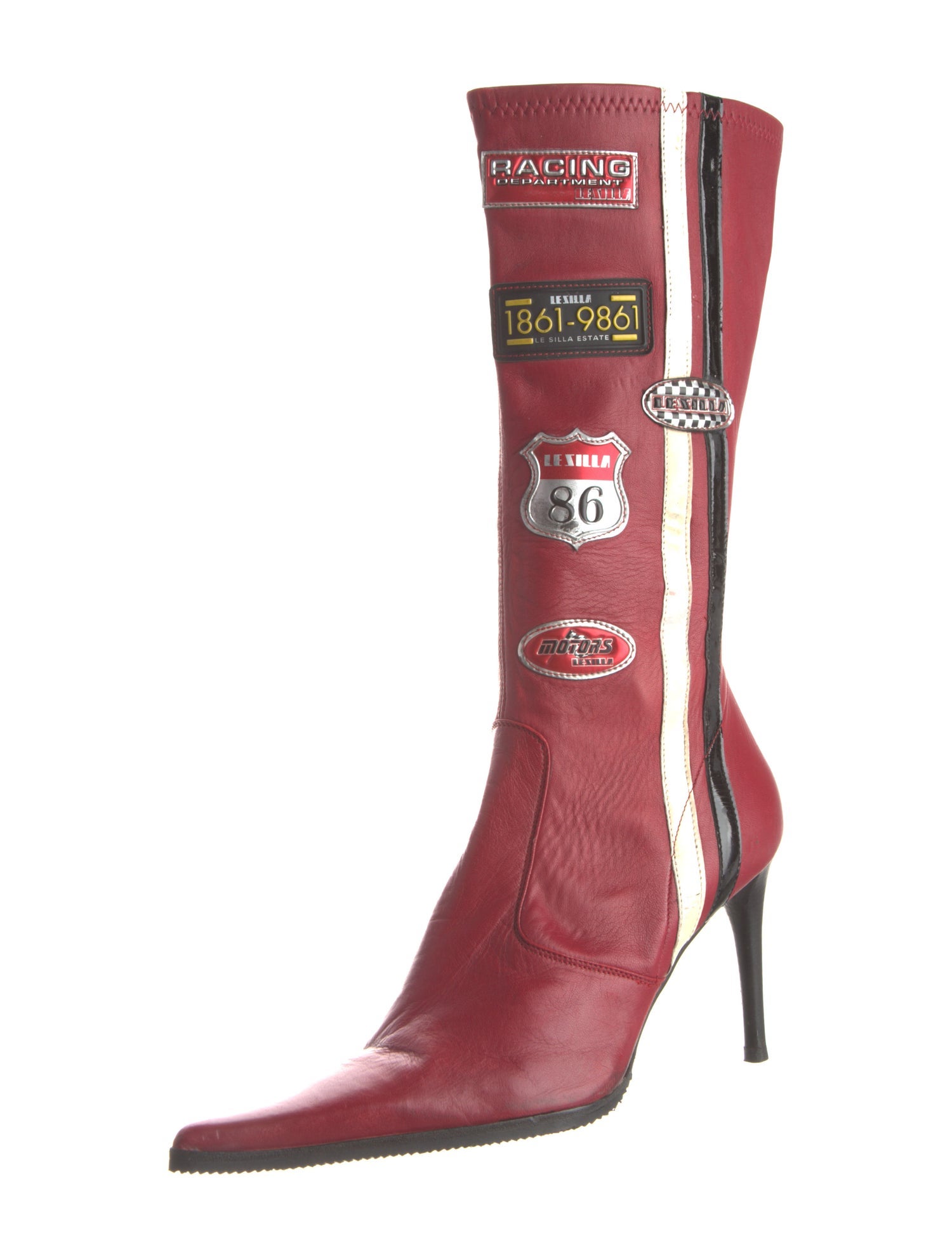 Le Silla Leather Colorblock Pattern Sock Boots