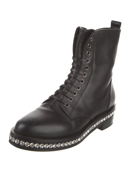 Le Silla Leather Crystal Embellishments Combat Boots
