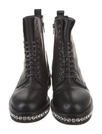 Le Silla Leather Crystal Embellishments Combat Boots