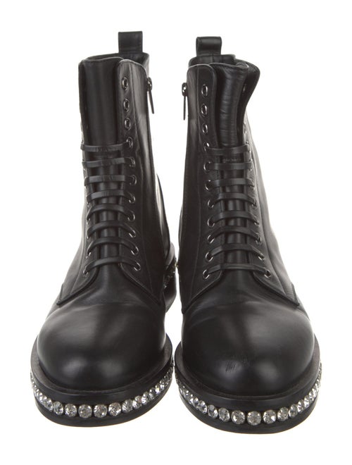 Le Silla Leather Crystal Embellishments Combat Boots