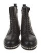 Le Silla Leather Crystal Embellishments Combat Boots